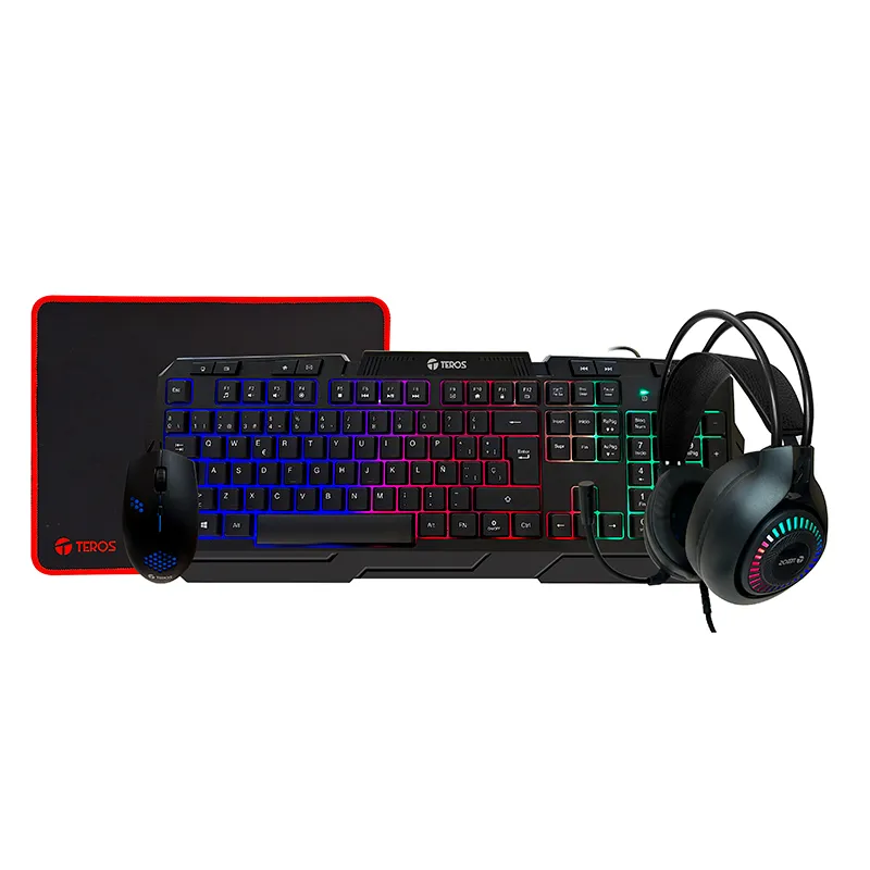 Combo Teros TE4063N, Teclado Multimedia, Mouse, Headset, Mouse Pad.
