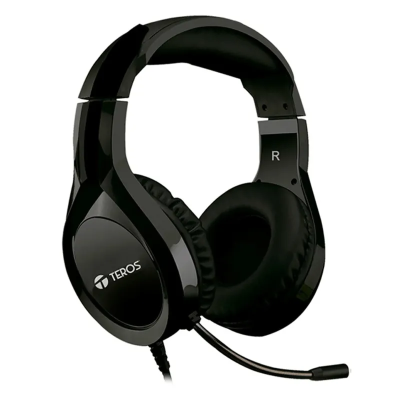 Auriculares TEROS TE8070N, Micrófono, Conector USB, Negro.