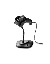 Motorola Zebra DS2208 - Lector de códigos de barras 1D y 2D (códigos lineales y bidimensionales), cableado, rango estándar. De color negro. Incluye cable USB y soporte