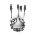 Cable USB Teros TE-70210W, TIPO A - TIPO C/LIGHTNING/MICRO USB, 3.5A, 17.5W Max, Gris.